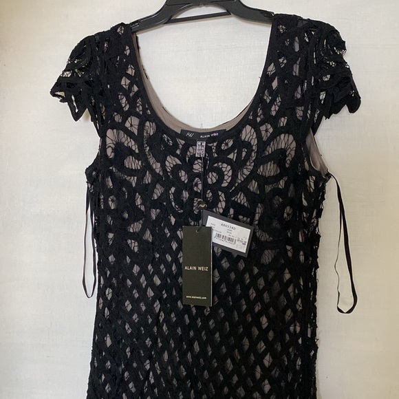 Alain Weiz Beautiful Black Detailed Lined Sexy Maxi Dress New With Tags - Picture 3 of 16